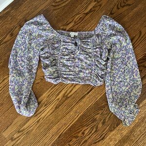 She + Sky Purple Floral Blouse